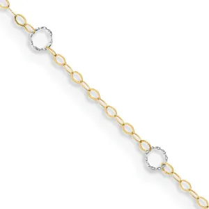 14k Two-tone Gold Adjustable Circle Anklet