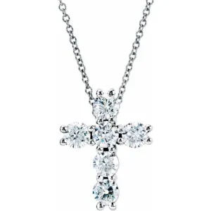 14K White 1/4 CTW Lab-Grown Diamond Cross 18" Necklace