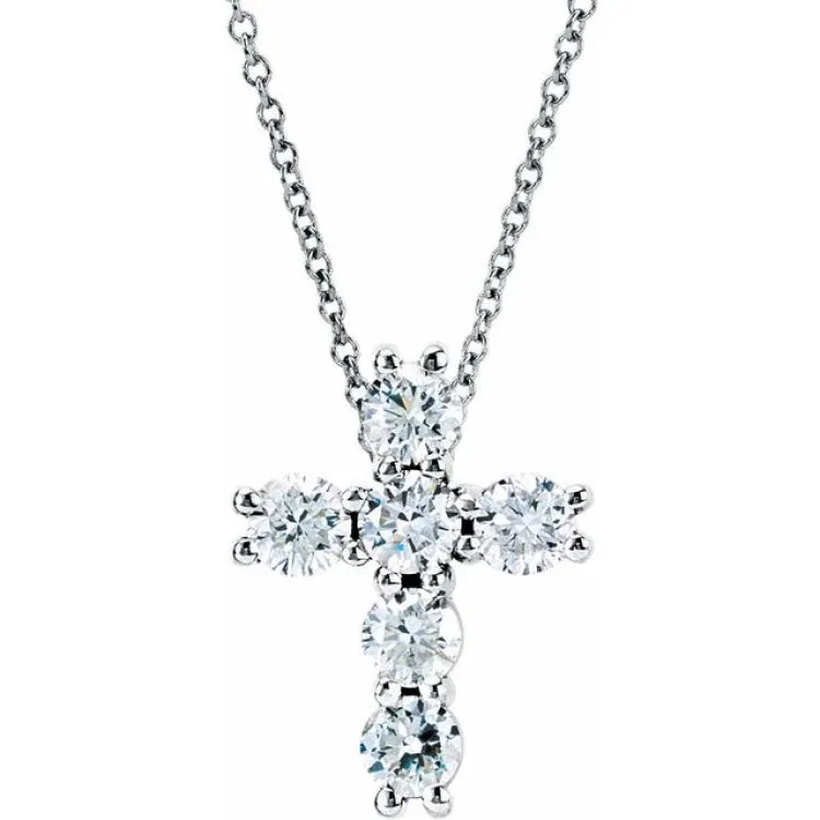 14K White 1/4 CTW Lab-Grown Diamond Cross 18" Necklace