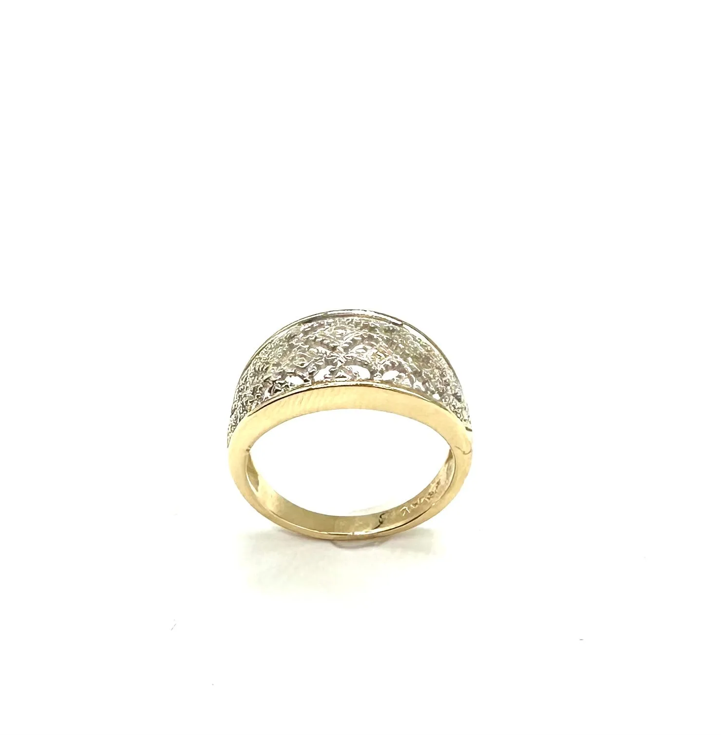 14k White & Yellow Gold Dome Cutout Ring