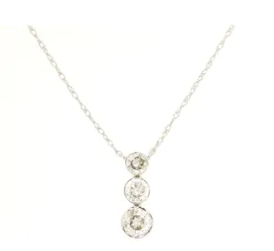 14k white gold 3 diamond necklace