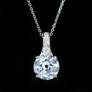 14K White Gold 3.13 Carat Aquamarine and Diamond Pendant