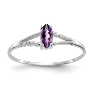 14k White Gold Polished Amethyst Birthstone Ring