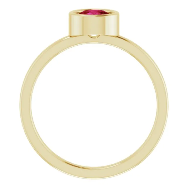 14K Yellow 5.5 mm Natural Ruby Ring