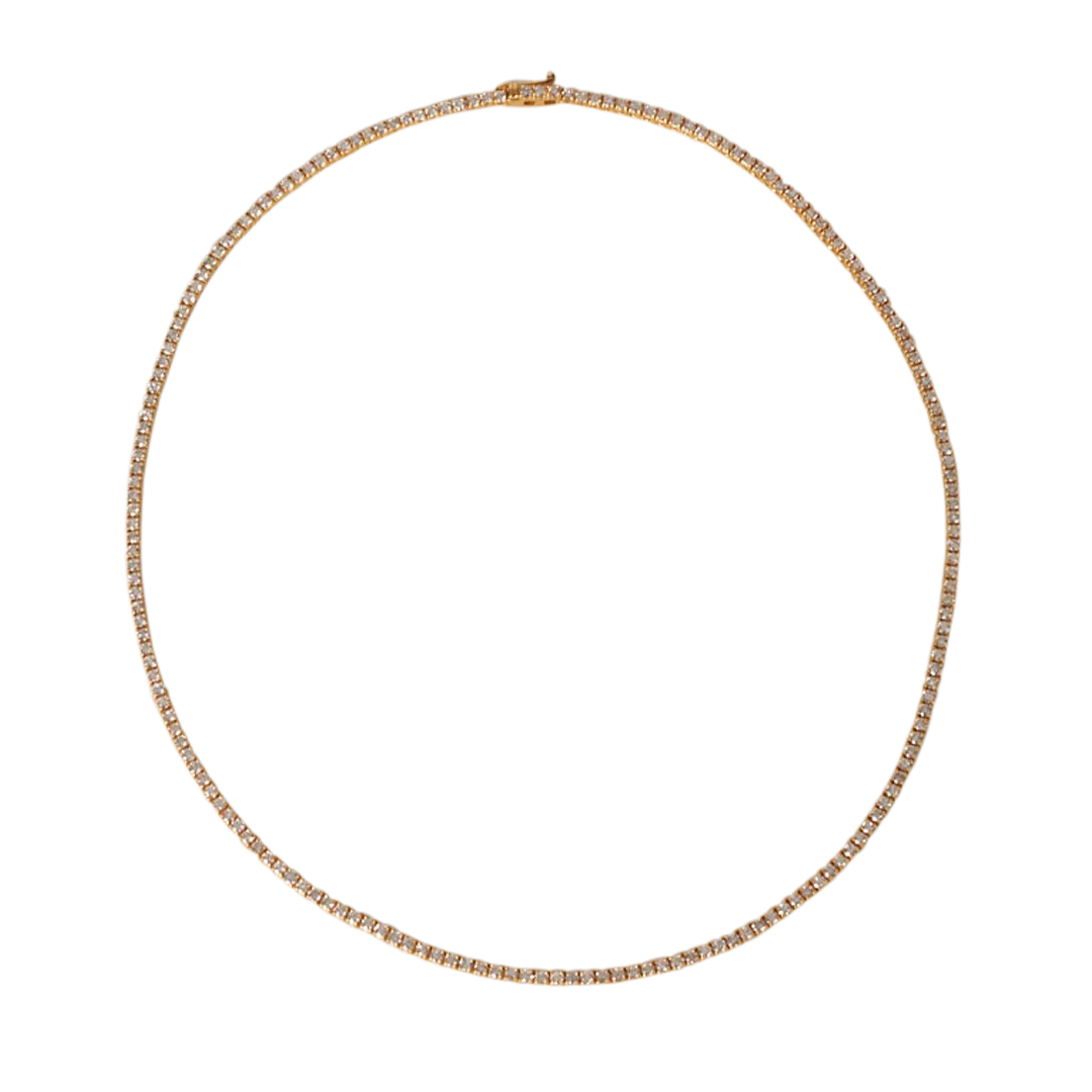 14K Yellow Gold 6.18 Carat Diamond Tennis Necklace