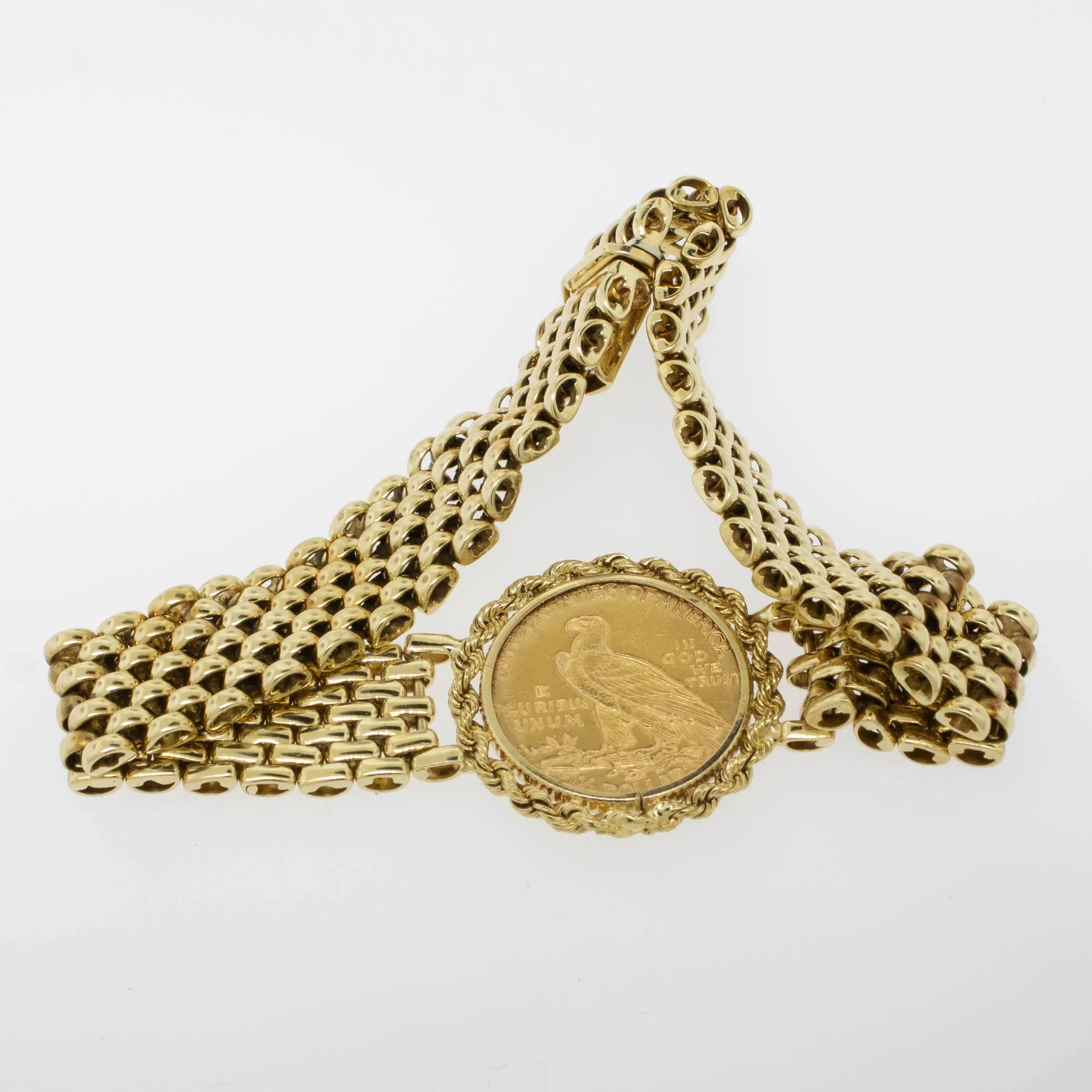 14K Yellow Gold 7.25" Bracelet feat. 1915 $2-1/2 Dollar Gold Piece (Estate)