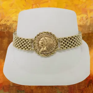 14K Yellow Gold 7.25" Bracelet feat. 1915 $2-1/2 Dollar Gold Piece (Estate)