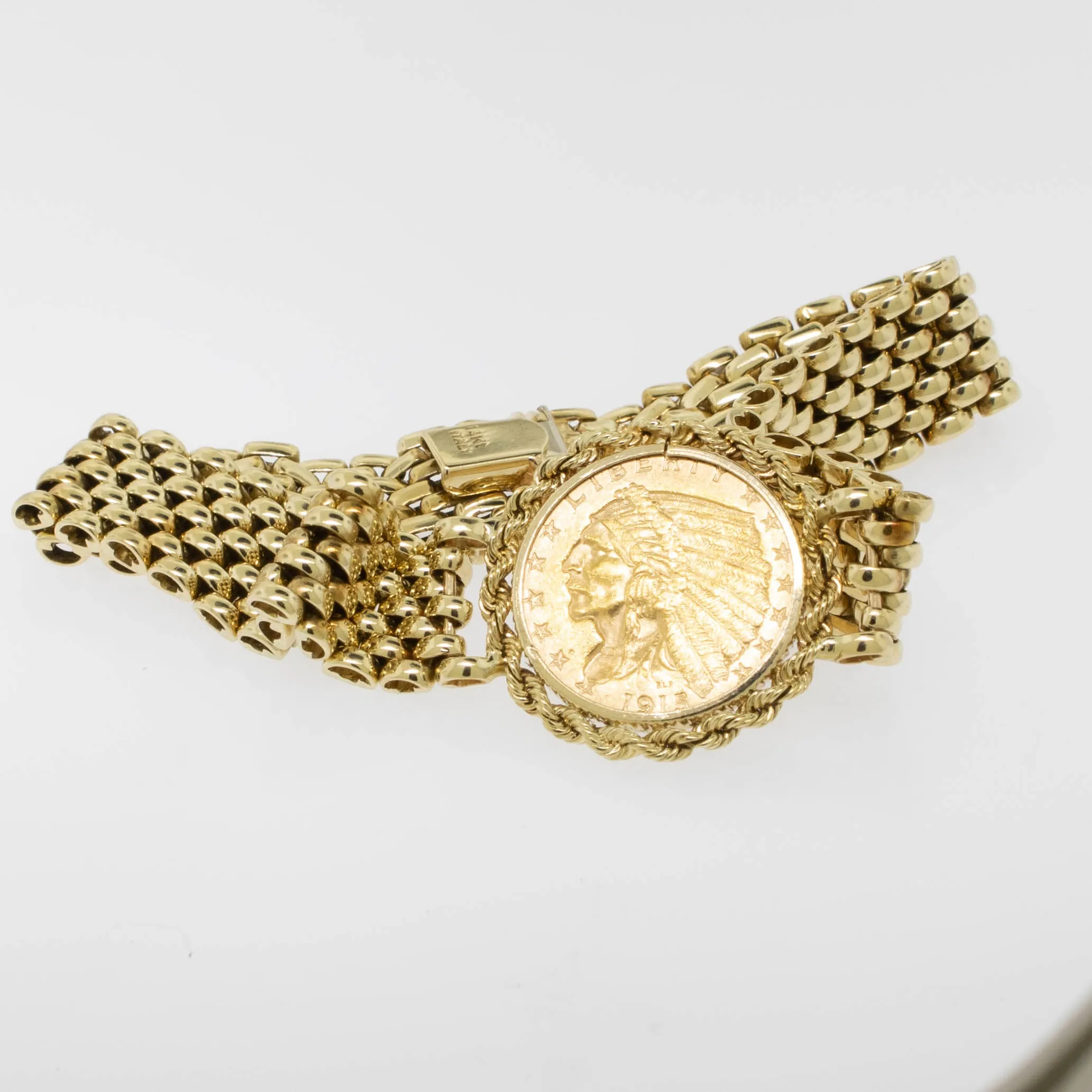 14K Yellow Gold 7.25" Bracelet feat. 1915 $2-1/2 Dollar Gold Piece (Estate)