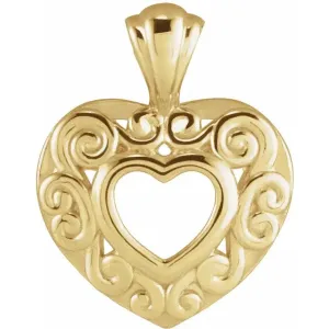 14K Yellow Gold mm Heart Pendant