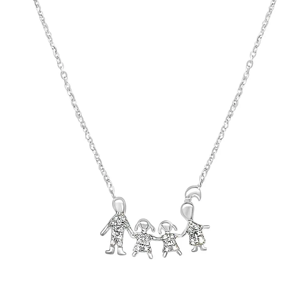 14KW 28D0.10CT FAMILY DIAMOND NECKLACE (118N401092W14DI1)