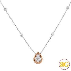 14KW R 0.25CTW DIAMOND NECKLACE - PEAR CLUSTER WIT