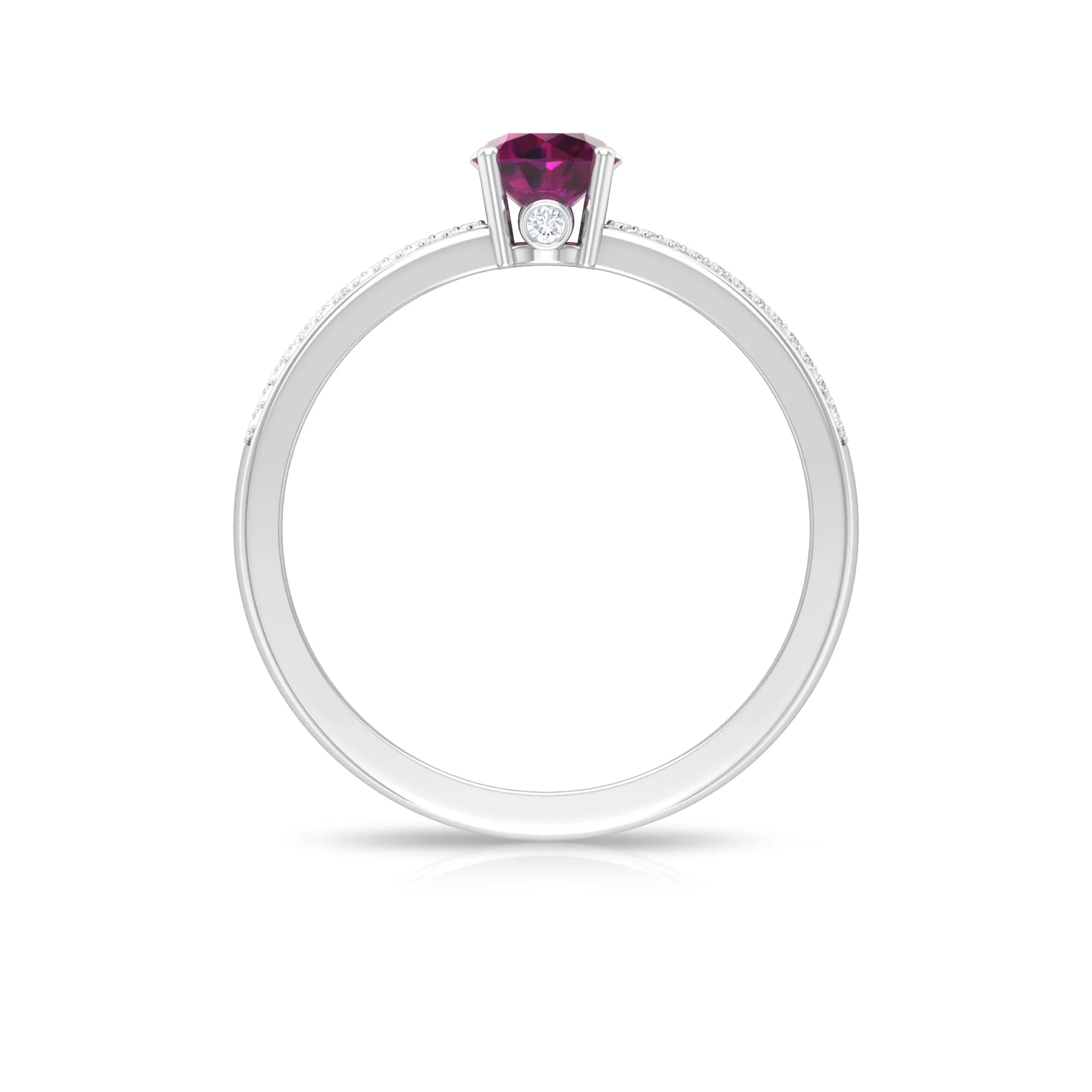 1.50 CT Solitaire Rhodolite and Diamond Engagement Ring