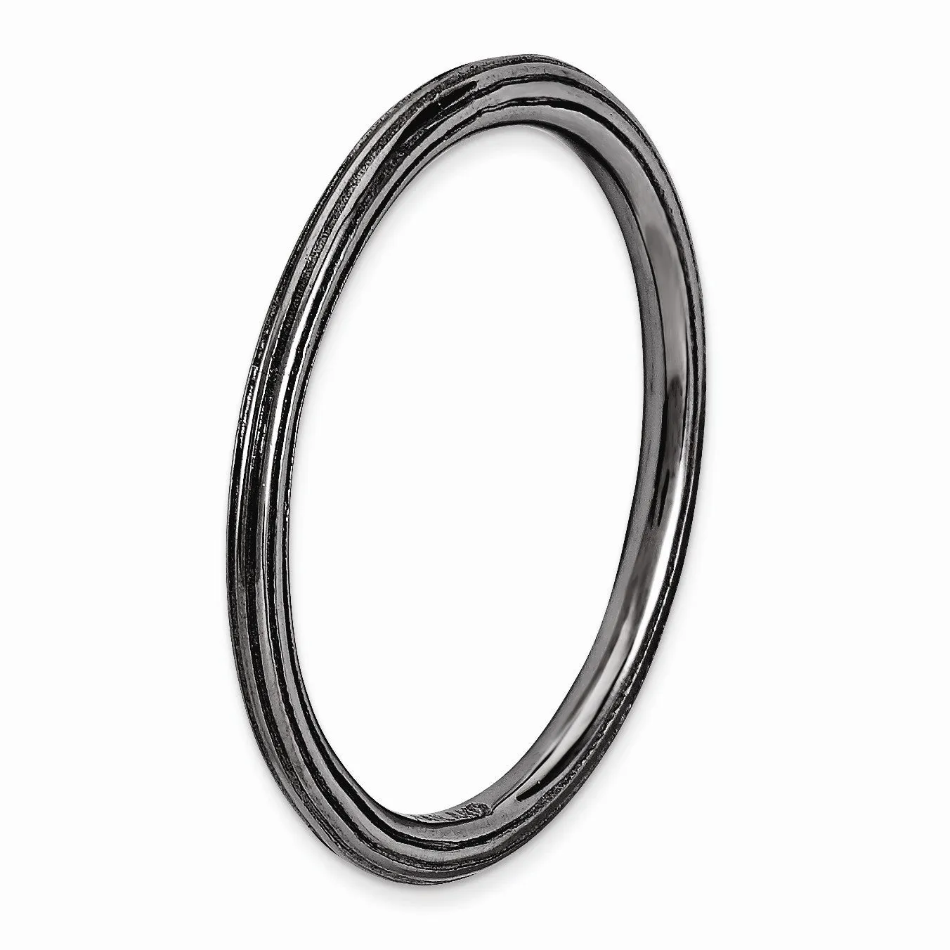 1.5mm Stackable Black Plated Silver Simply Elegant Band