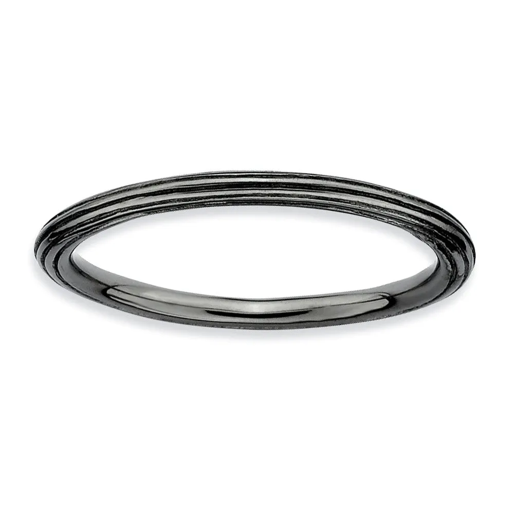 1.5mm Stackable Black Plated Silver Simply Elegant Band