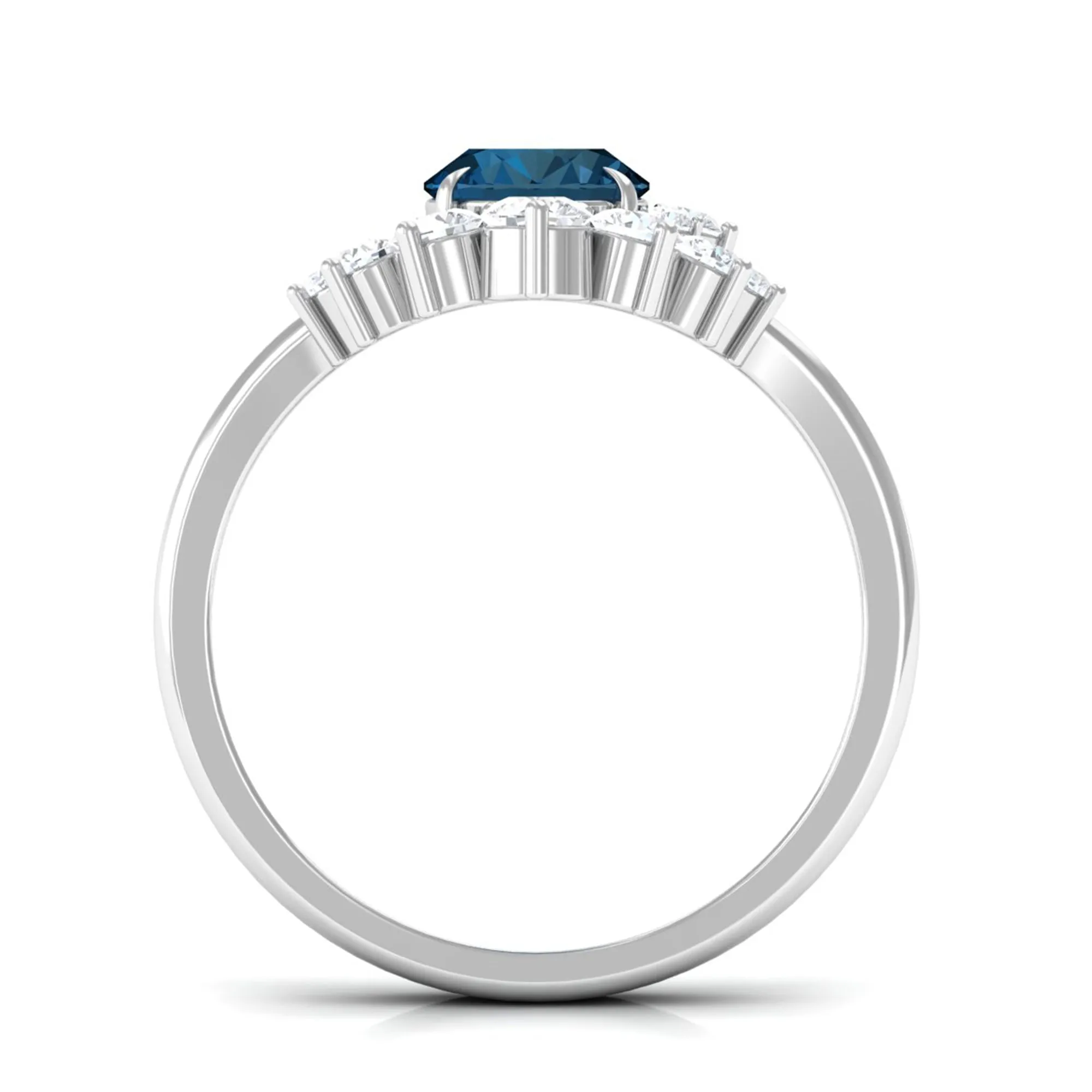 1.75 CT London Blue Topaz and Diamond Engagement Enhancer Ring Set