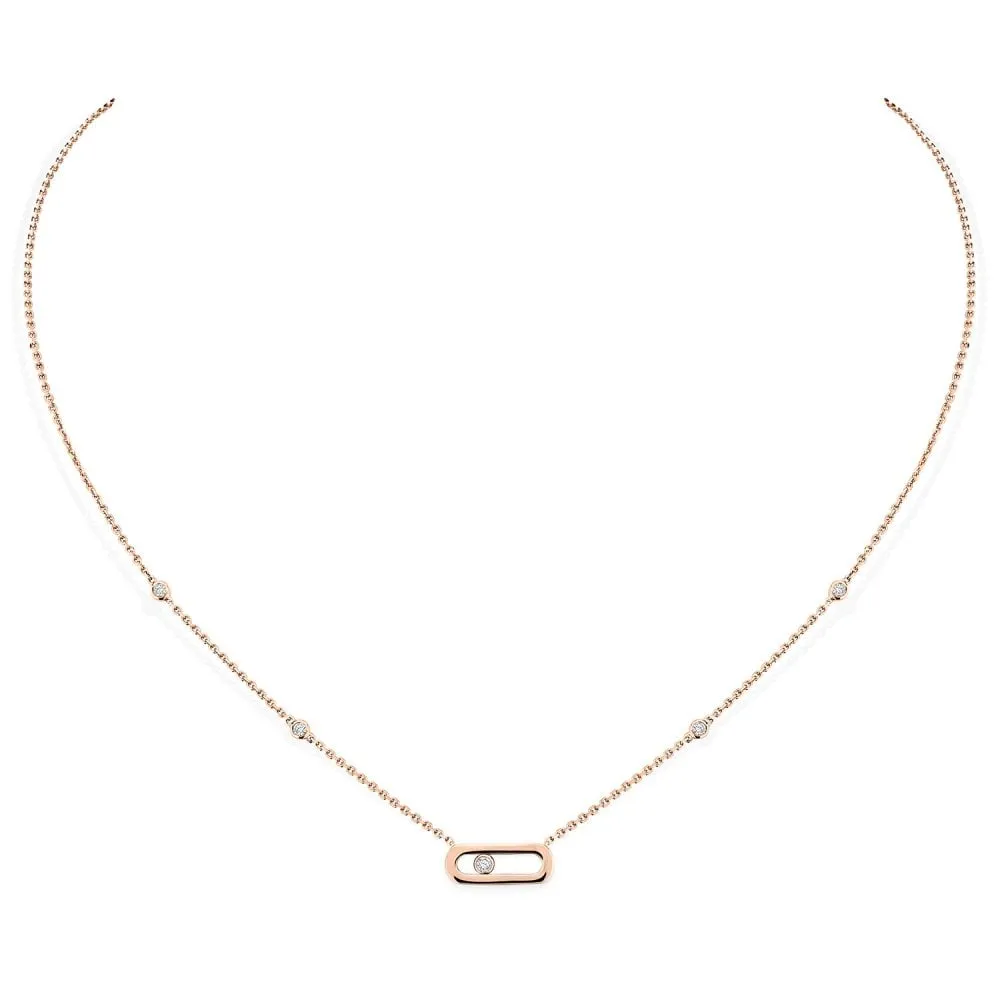 18ct Pink Gold Move Uno Diamond Necklace