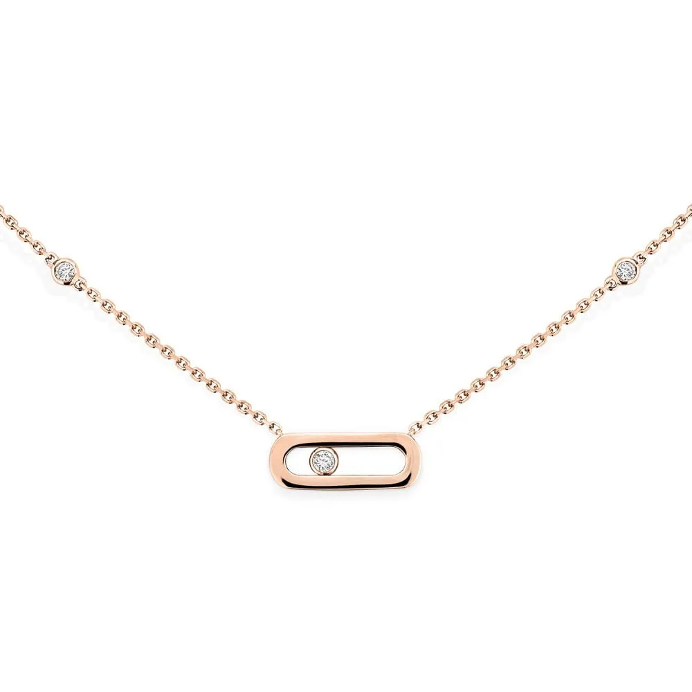 18ct Pink Gold Move Uno Diamond Necklace