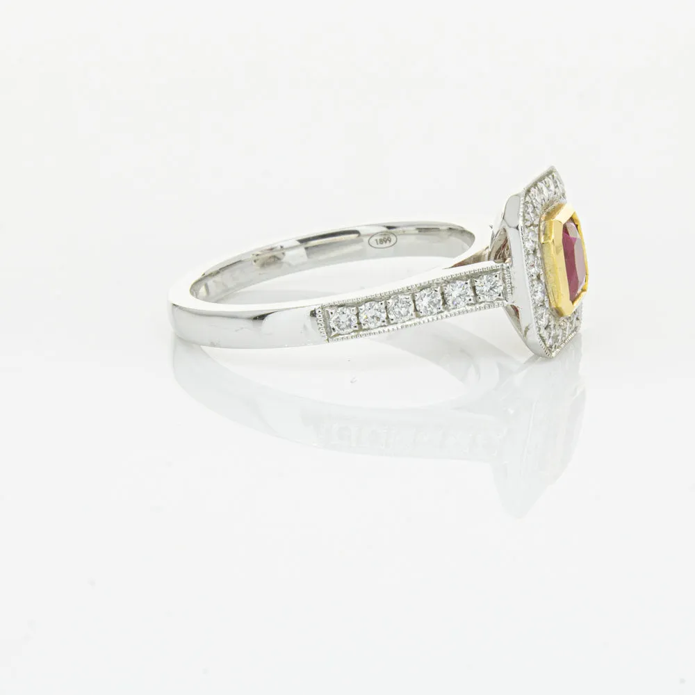 18ct White & Yellow Gold Ruby & Diamond Ring