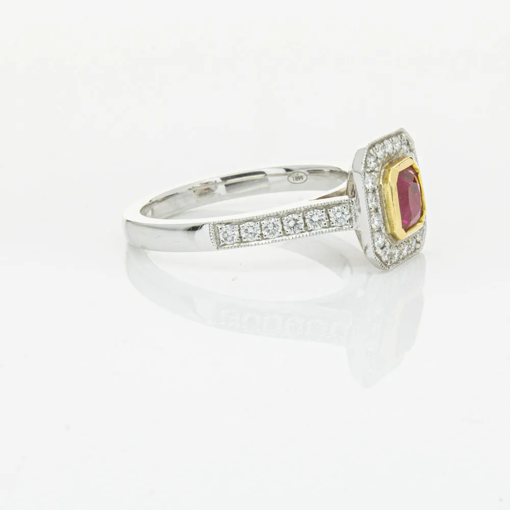 18ct White & Yellow Gold Ruby & Diamond Ring