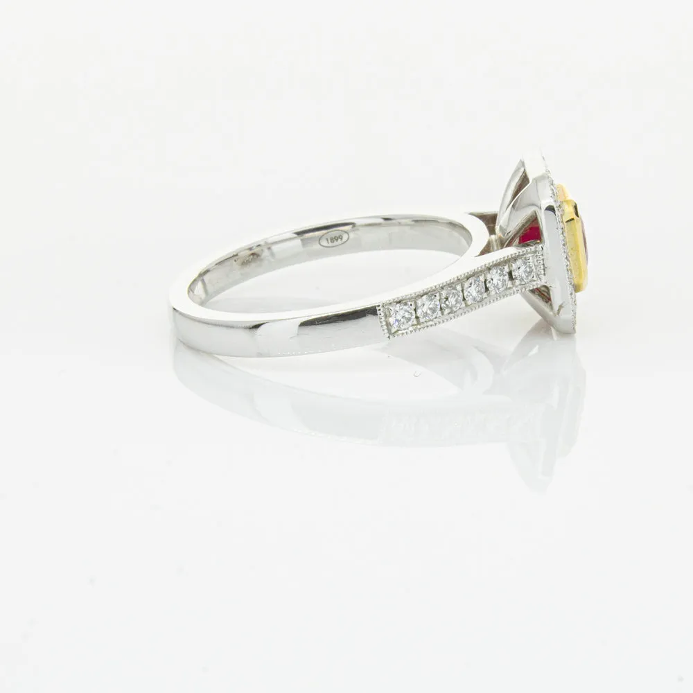 18ct White & Yellow Gold Ruby & Diamond Ring