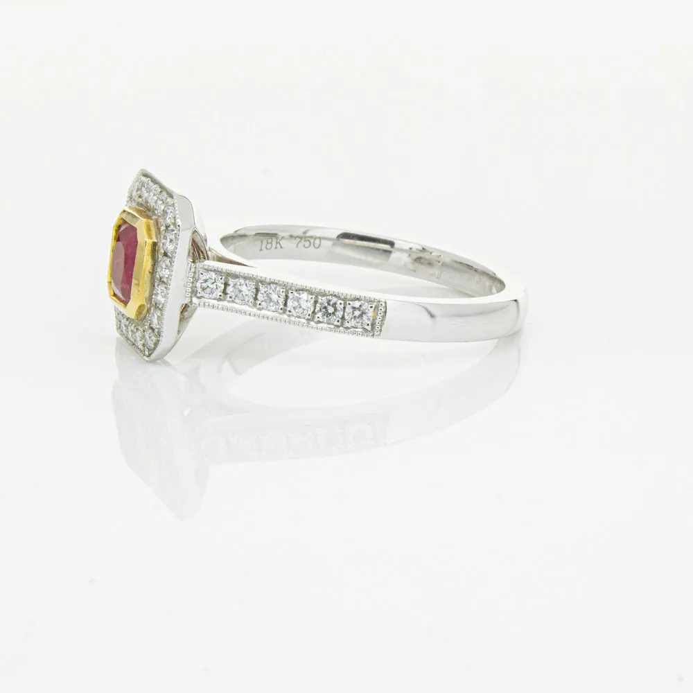 18ct White & Yellow Gold Ruby & Diamond Ring