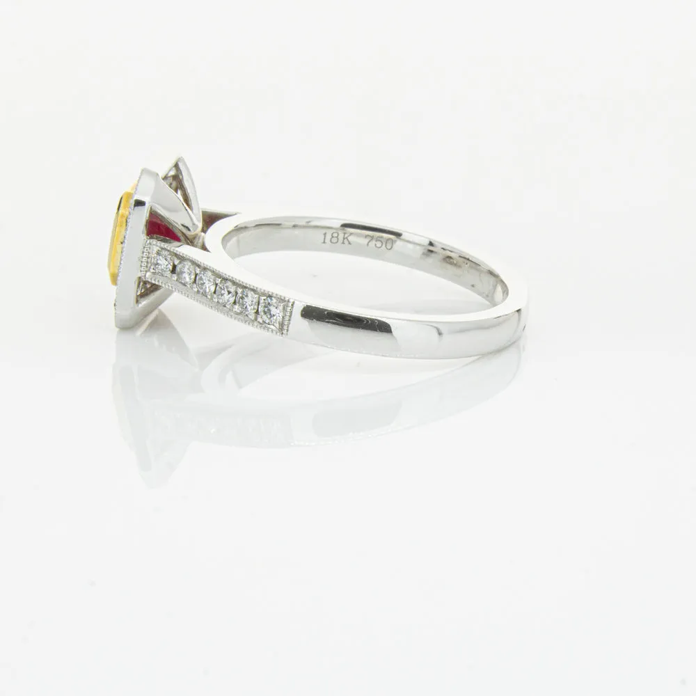 18ct White & Yellow Gold Ruby & Diamond Ring