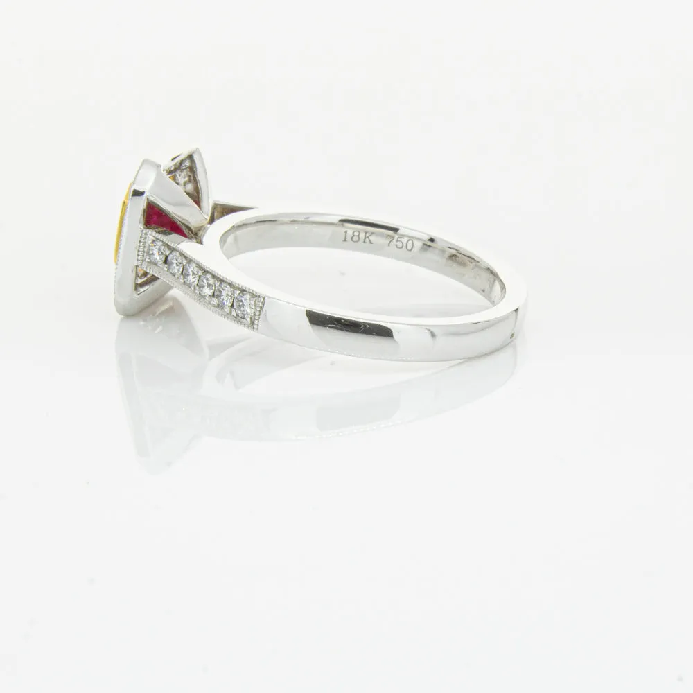 18ct White & Yellow Gold Ruby & Diamond Ring