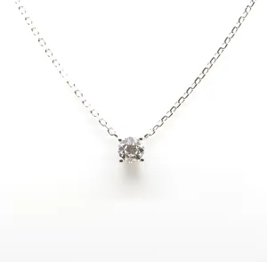 18CT White Gold Certified Solitaire Diamond Necklace