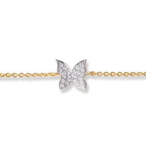 18ct Yellow Gold Adjustable Diamond Bracelet with Butterfly and Infinity Symbol Design and Lobster Clasp MCS6252