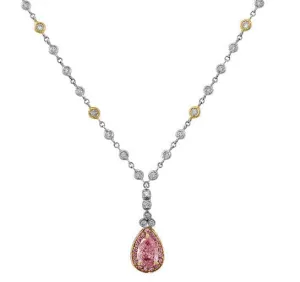 18k Gold Fancy Intense Pink Diamond Necklace