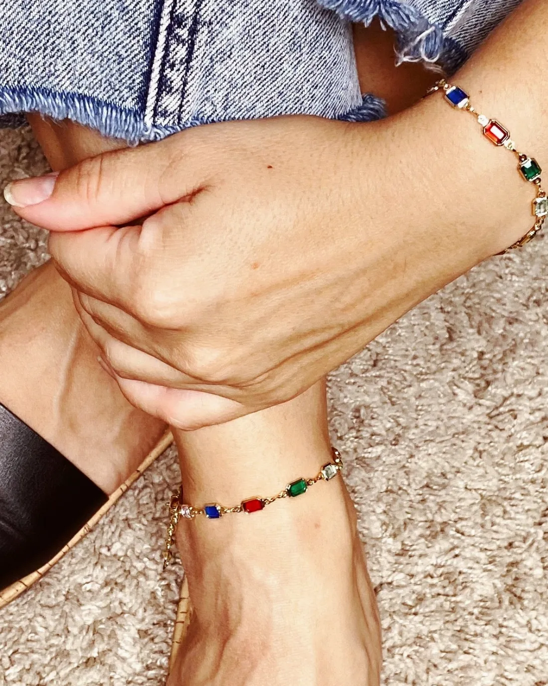 18k Gold Filled Multicolor Anklet