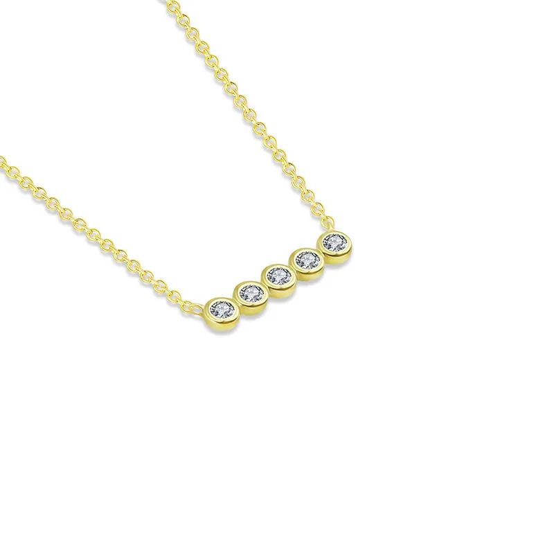 18k Gold Horizontal Dot Diamond Necklace