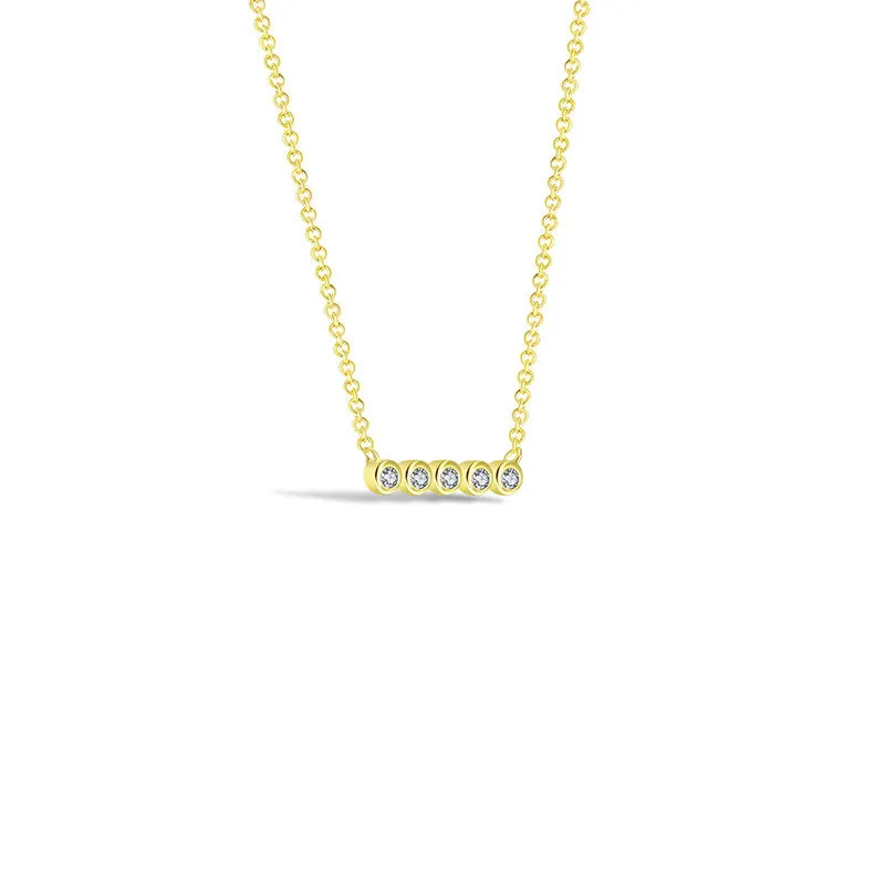 18k Gold Horizontal Dot Diamond Necklace