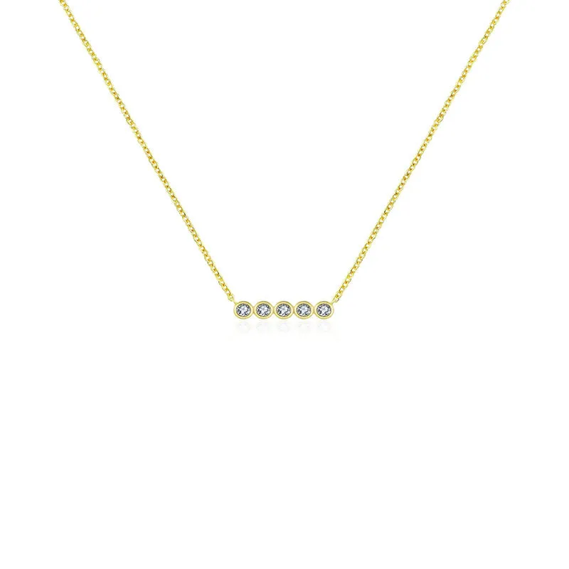 18k Gold Horizontal Dot Diamond Necklace