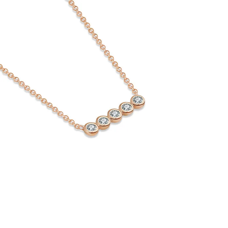 18k Gold Horizontal Dot Diamond Necklace