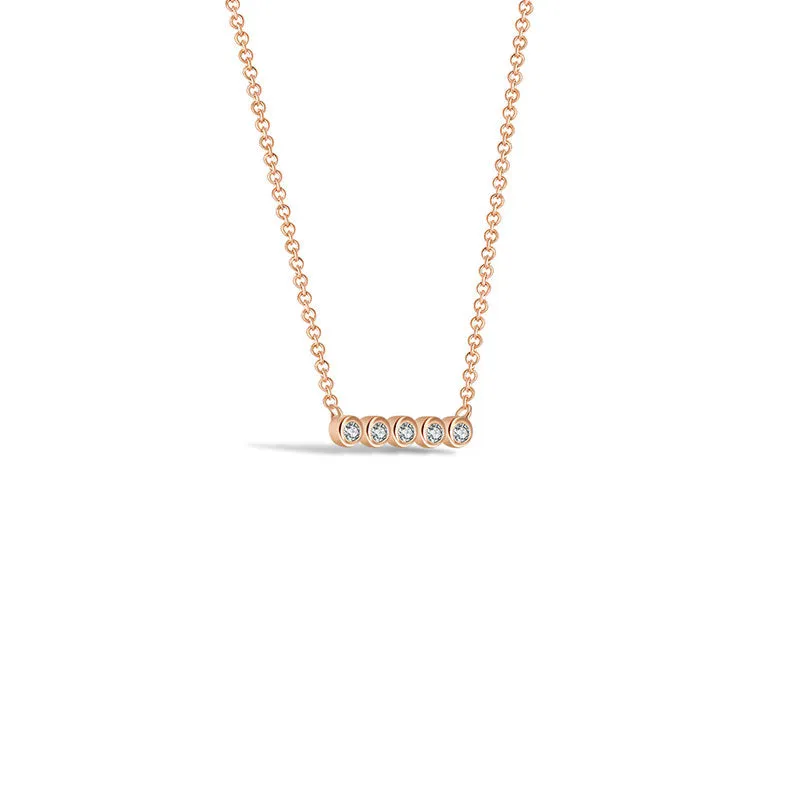 18k Gold Horizontal Dot Diamond Necklace