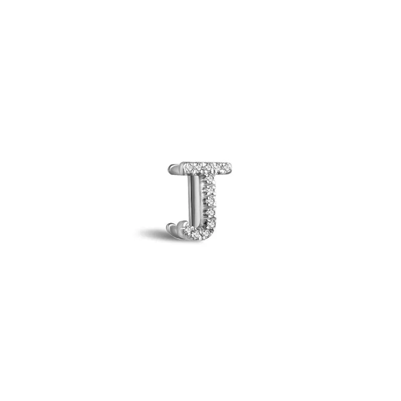 18k Gold Initial Letter "J" Diamond Pendant