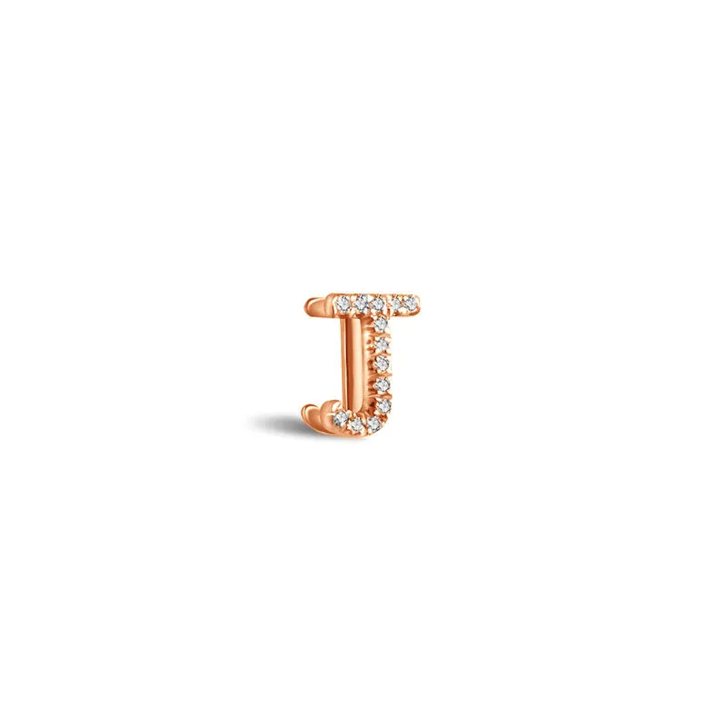 18k Gold Initial Letter "J" Diamond Pendant