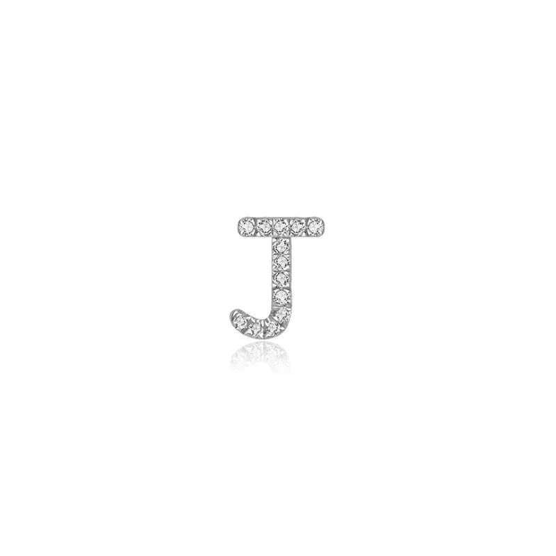 18k Gold Initial Letter "J" Diamond Pendant