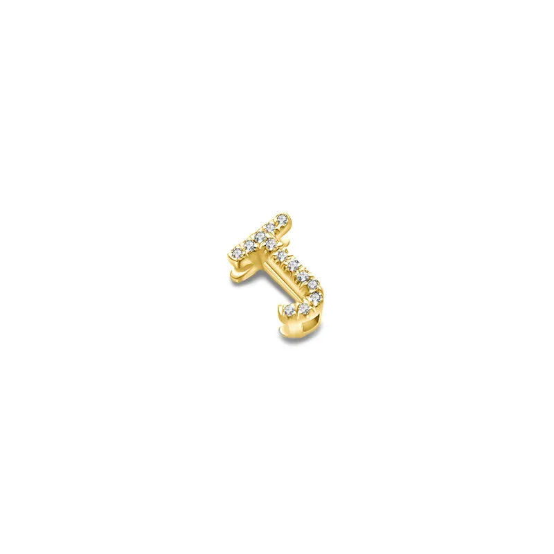 18k Gold Initial Letter "J" Diamond Pendant