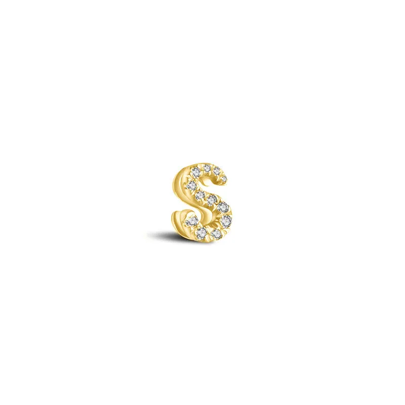 18k Gold Initial Letter "S" Diamond Pendant