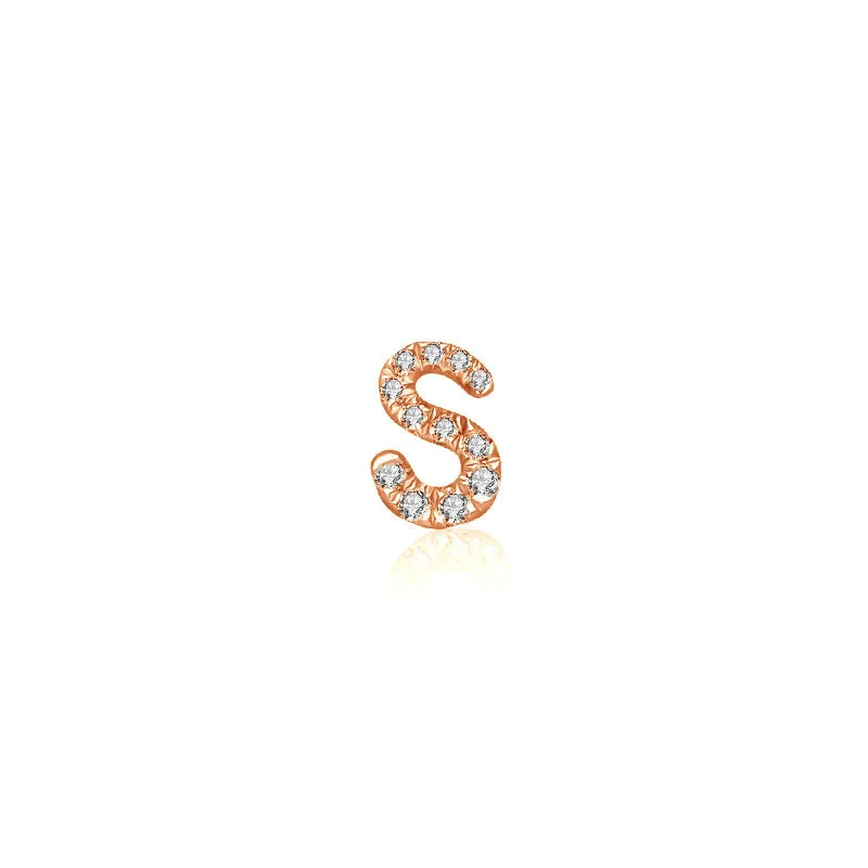 18k Gold Initial Letter "S" Diamond Pendant