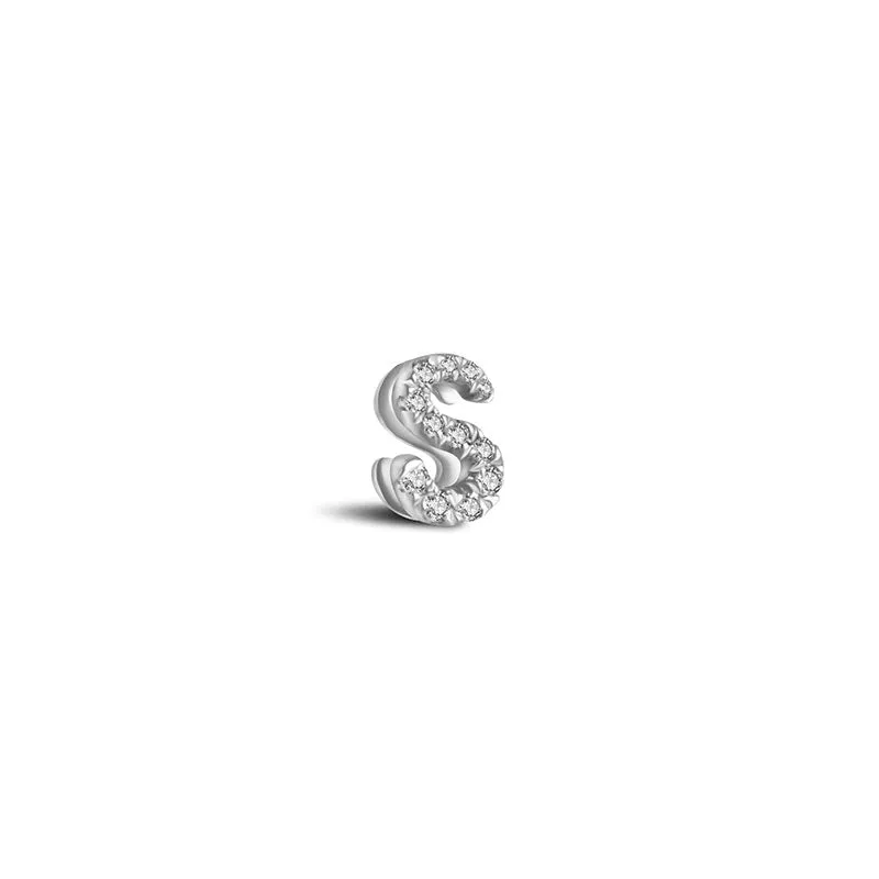 18k Gold Initial Letter "S" Diamond Pendant