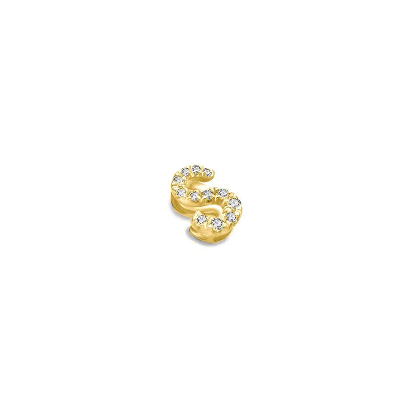 18k Gold Initial Letter "S" Diamond Pendant