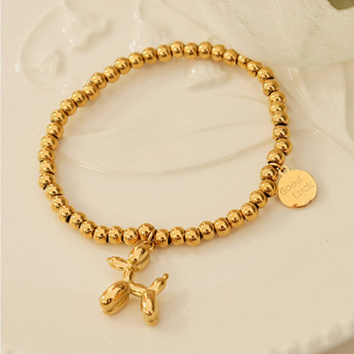 18K Gold-Plated Titanium Steel Puppy Shape Charm Bracelet