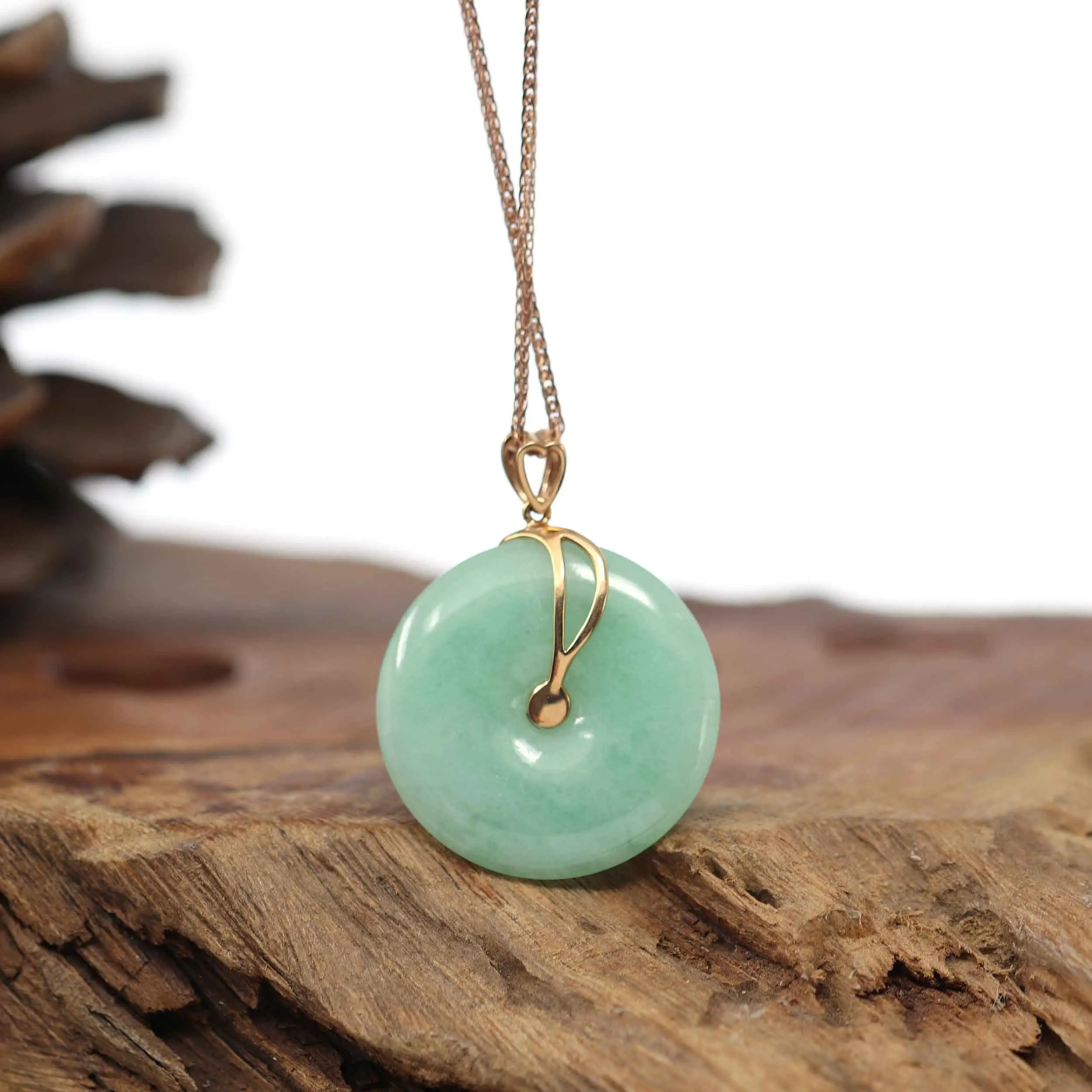 18k Rose Gold Genuine Burmese Jadeite Constellation (Aries) Necklace Pendant