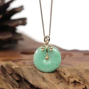 18k Rose Gold Genuine Jadeite Constellation Horoscope (Libra) Necklace Pendant