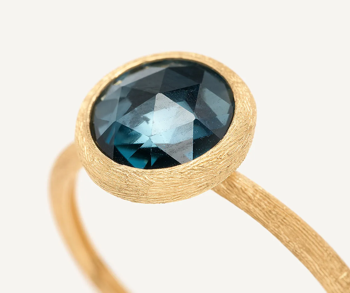 18K Yellow Gold London Blue Topaz Stackable Ring