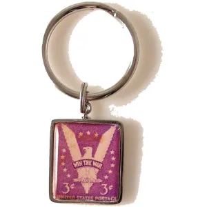 1941 WIN THE WAR POSTAGE STAMP  KEY RING