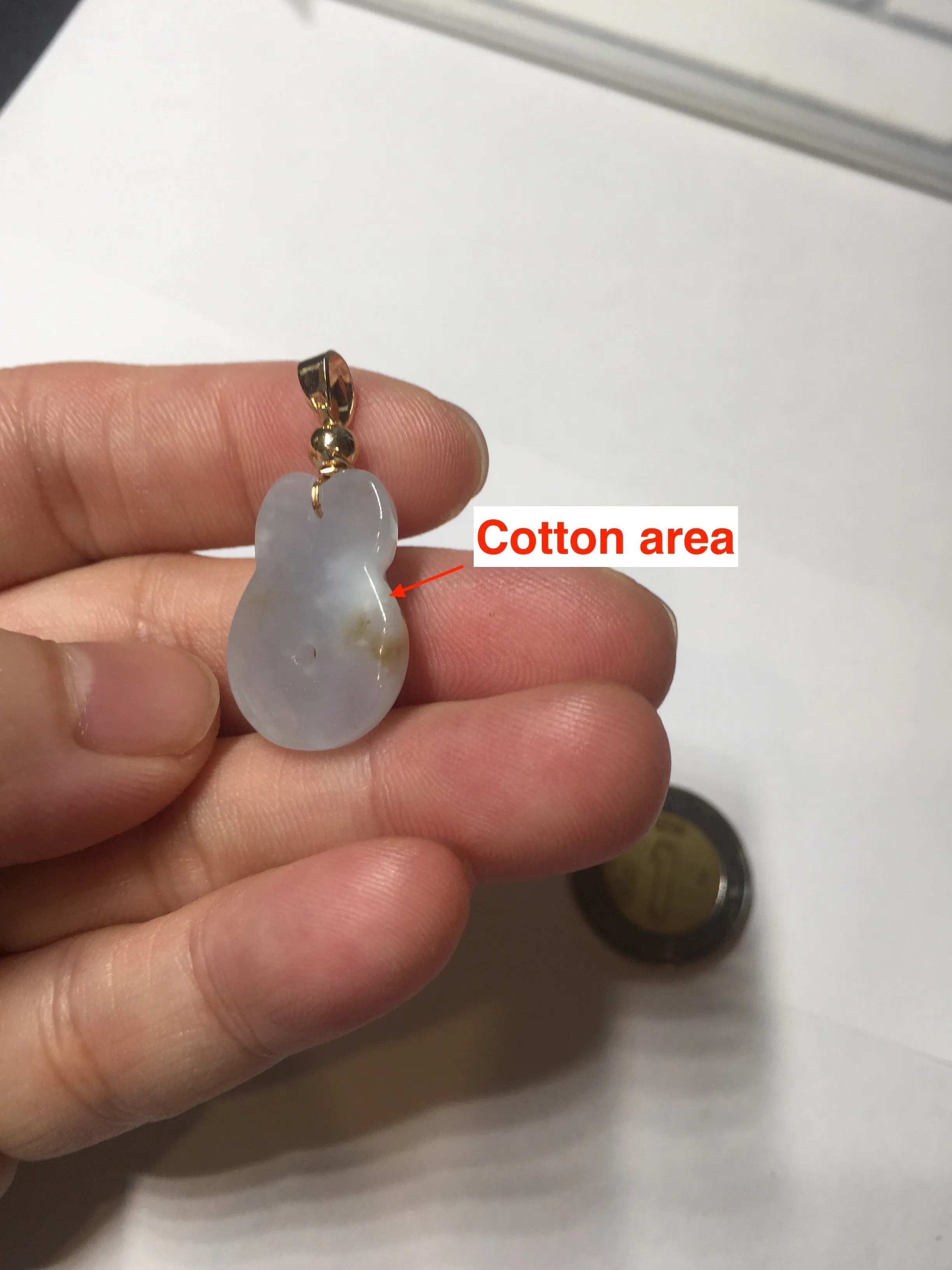 21/14.5mm 100% Natural icy watery purple white yellow jadeite Jade bunny ears and number 8 Pendant BN75